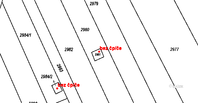 Újezd u Brna 43072844 na parcele st. 2981 v KÚ Újezd u Brna, Katastrální mapa