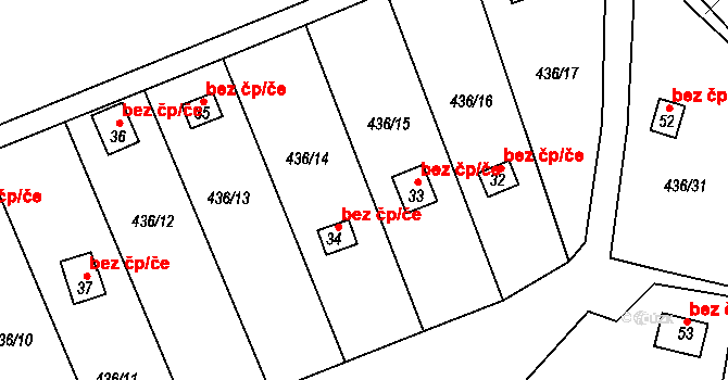 Kluky 43616844 na parcele st. 33 v KÚ Dobešice, Katastrální mapa