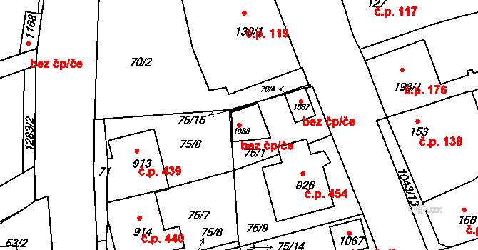 Ústí nad Orlicí 46289844 na parcele st. 1088 v KÚ Hylváty, Katastrální mapa