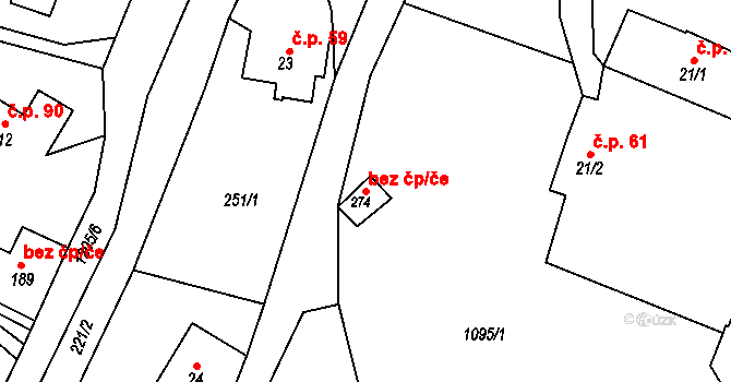 Horní Radechová 46353844 na parcele st. 274 v KÚ Horní Radechová, Katastrální mapa