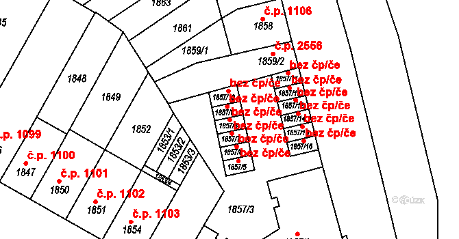 Znojmo 47522844 na parcele st. 1857/8 v KÚ Znojmo-město, Katastrální mapa