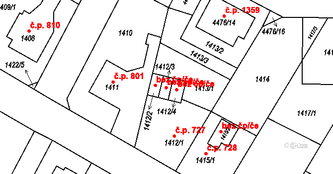 Chotěboř 48349844 na parcele st. 1412/3 v KÚ Chotěboř, Katastrální mapa