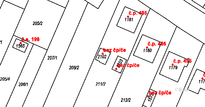 Rosice 48361844 na parcele st. 2102 v KÚ Rosice u Brna, Katastrální mapa