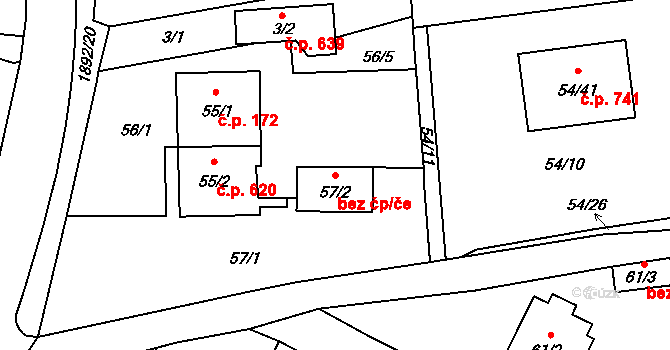 Vikýřovice 54650844 na parcele st. 57/2 v KÚ Vikýřovice, Katastrální mapa