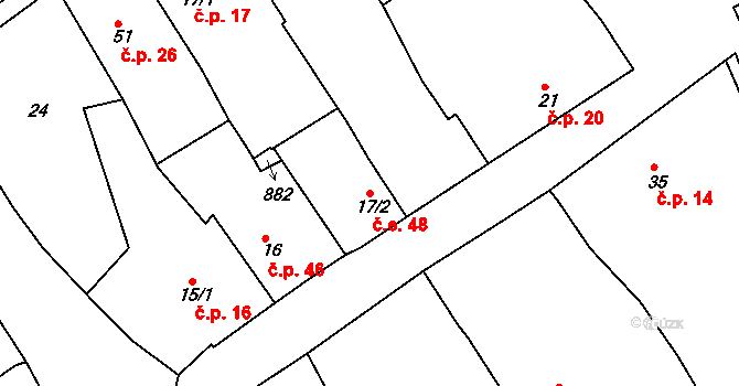 Svojkovice 48 na parcele st. 17/2 v KÚ Svojkovice, Katastrální mapa