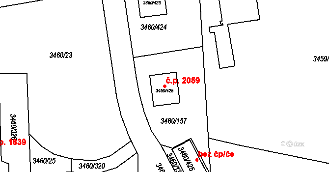 Kadaň 2059 na parcele st. 3460/426 v KÚ Kadaň, Katastrální mapa