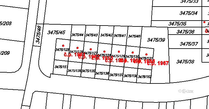 Úvaly 1964 na parcele st. 3475/128 v KÚ Úvaly u Prahy, Katastrální mapa