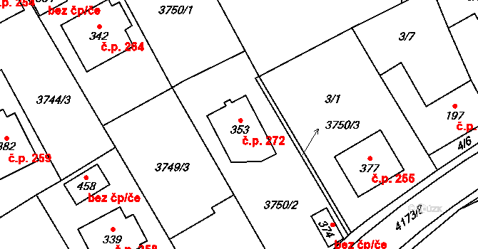 Besednice 272 na parcele st. 353 v KÚ Besednice, Katastrální mapa