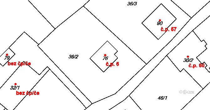 Babice 6, Okrouhlice na parcele st. 76 v KÚ Babice u Okrouhlice, Katastrální mapa