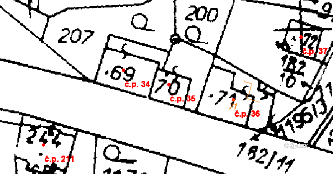 Častolovice 35 na parcele st. 70 v KÚ Častolovice, Katastrální mapa