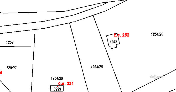 Náchod 1231 na parcele st. 1254/28 v KÚ Náchod, Katastrální mapa