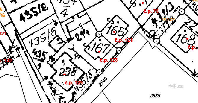 Ctidružice 123 na parcele st. 167 v KÚ Ctidružice, Katastrální mapa