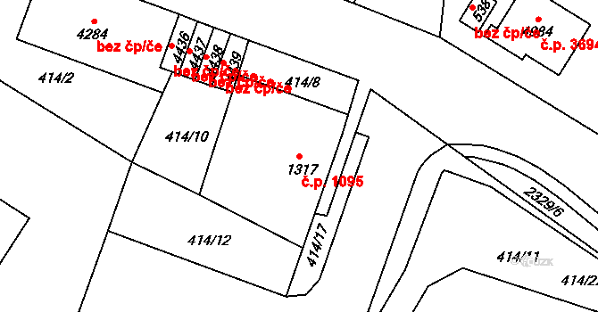 Jablonec nad Nisou 1095 na parcele st. 1317 v KÚ Jablonec nad Nisou, Katastrální mapa