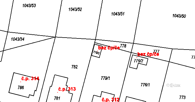 Divišov 121691845 na parcele st. 779/2 v KÚ Divišov u Benešova, Katastrální mapa