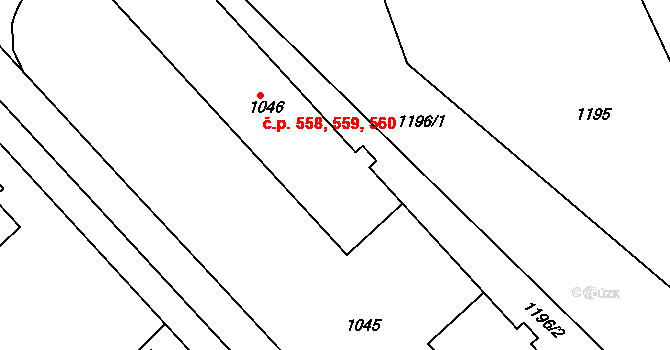 Chropyně 558,559,560 na parcele st. 1046 v KÚ Chropyně, Katastrální mapa