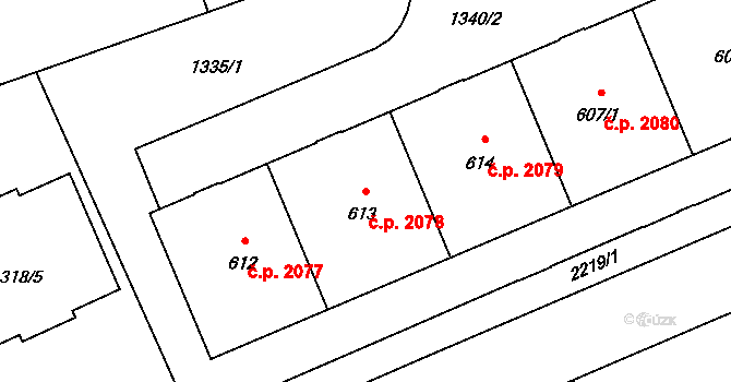 Šumperk 2078 na parcele st. 613 v KÚ Šumperk, Katastrální mapa