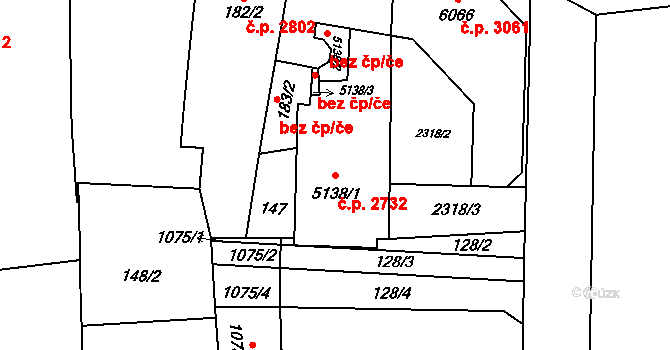Šumperk 2732 na parcele st. 5138/1 v KÚ Šumperk, Katastrální mapa