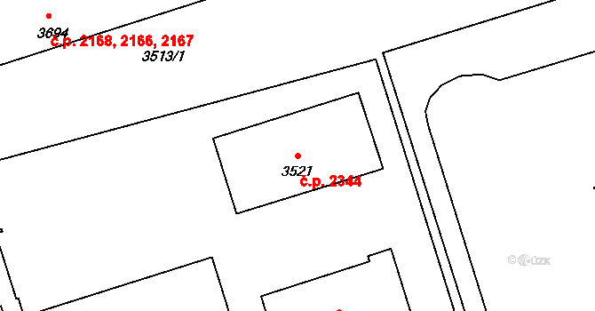 Kročehlavy 2344, Kladno na parcele st. 3521 v KÚ Kročehlavy, Katastrální mapa