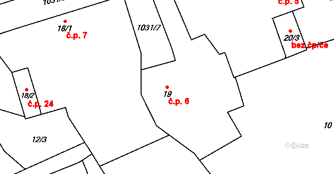 Číbuz 6, Skalice na parcele st. 19 v KÚ Číbuz, Katastrální mapa