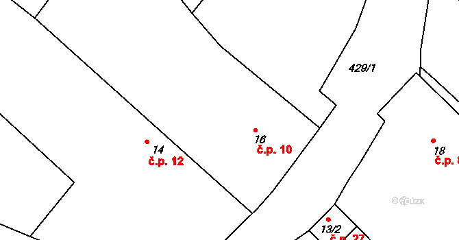 Ryšín 10, Pavlíkov na parcele st. 16 v KÚ Ryšín, Katastrální mapa