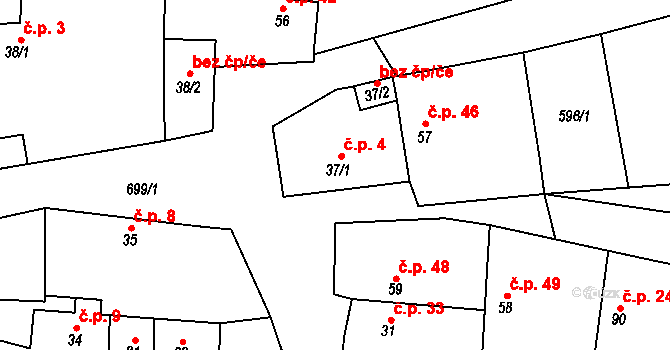 Poplze 4, Libochovice na parcele st. 37/1 v KÚ Poplze, Katastrální mapa