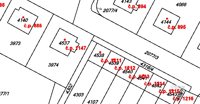 Žamberk 1211 na parcele st. 4538 v KÚ Žamberk, Katastrální mapa