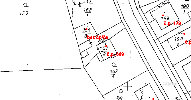 Poděbrady II 669, Poděbrady na parcele st. 167/2 v KÚ Poděbrady, Katastrální mapa