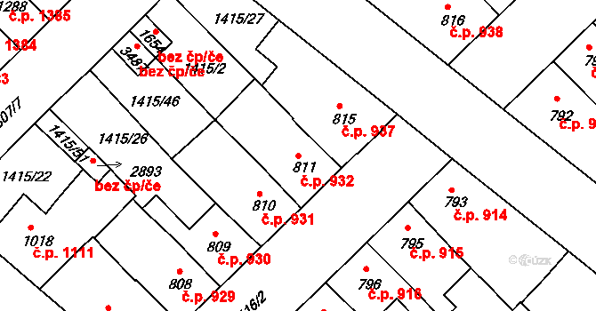 Předměstí 932, Svitavy na parcele st. 811 v KÚ Svitavy-předměstí, Katastrální mapa
