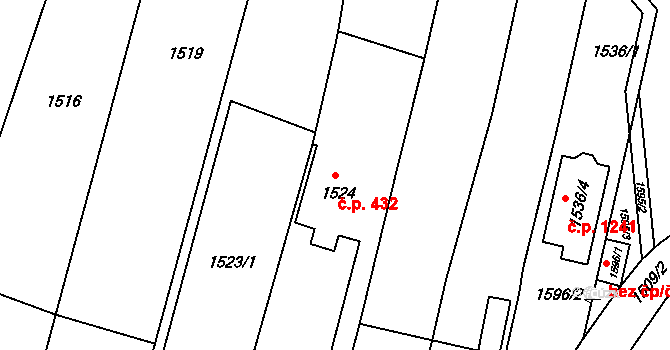 Bystrc 432, Brno na parcele st. 1524 v KÚ Bystrc, Katastrální mapa