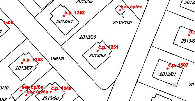 Pelhřimov 1251 na parcele st. 2013/82 v KÚ Pelhřimov, Katastrální mapa