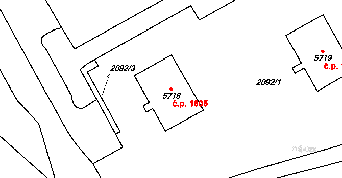 Cheb 1505 na parcele st. 5718 v KÚ Cheb, Katastrální mapa