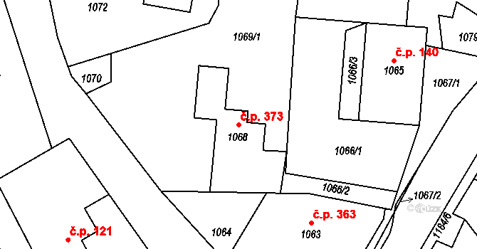 Jablůnka 373 na parcele st. 1068 v KÚ Jablůnka, Katastrální mapa
