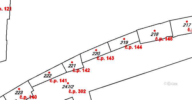 Hradčany 143, Praha na parcele st. 220 v KÚ Hradčany, Katastrální mapa