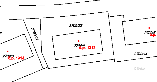 Braník 1312, Praha na parcele st. 2709/4 v KÚ Braník, Katastrální mapa