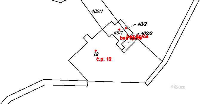 Pancíř 12, Železná Ruda na parcele st. 12 v KÚ Pancíř, Katastrální mapa