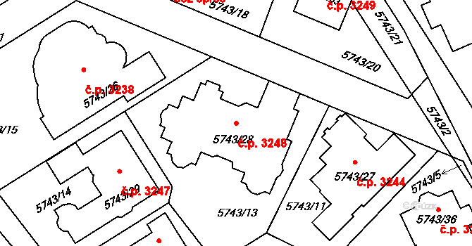 Kročehlavy 3248, Kladno na parcele st. 5743/28 v KÚ Kročehlavy, Katastrální mapa