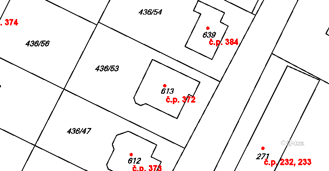 Opatovice nad Labem 372 na parcele st. 613 v KÚ Opatovice nad Labem, Katastrální mapa