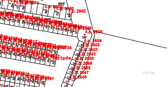 Brníčko 2654, Uničov na parcele st. 185 v KÚ Brníčko, Katastrální mapa