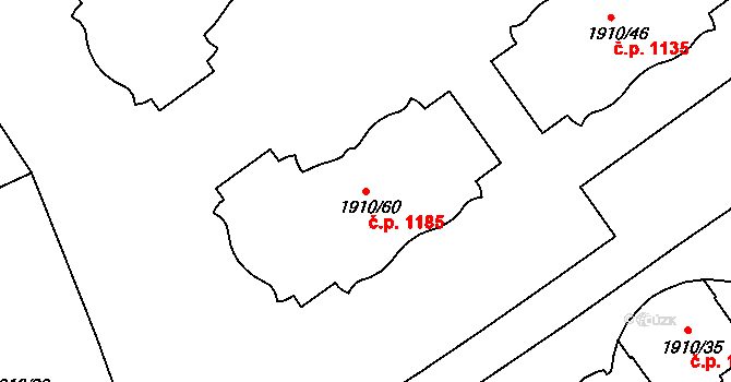 Třeboň II 1185, Třeboň na parcele st. 1910/60 v KÚ Třeboň, Katastrální mapa