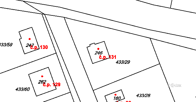 Týnec 131 na parcele st. 246 v KÚ Týnec u Janovic nad Úhlavou, Katastrální mapa