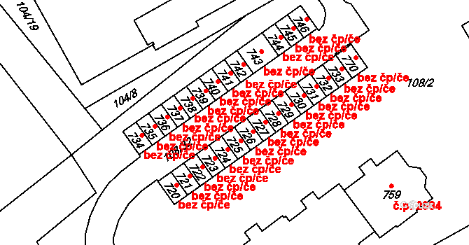 Šumperk 38082845 na parcele st. 726 v KÚ Dolní Temenice, Katastrální mapa