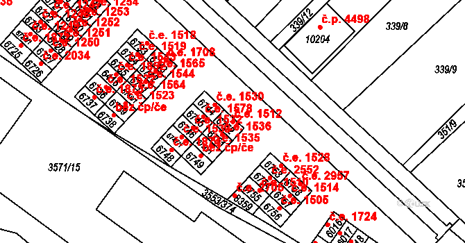 Hodonín 1512 na parcele st. 6752 v KÚ Hodonín, Katastrální mapa