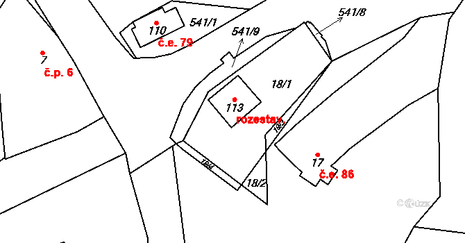 Lhotky 35 na parcele st. 113 v KÚ Lhotky u Mladé Boleslavi, Katastrální mapa