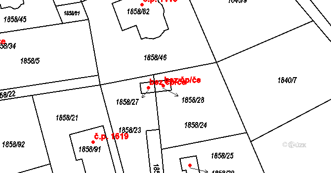 Praha 40488845 na parcele st. 1858/28 v KÚ Uhříněves, Katastrální mapa