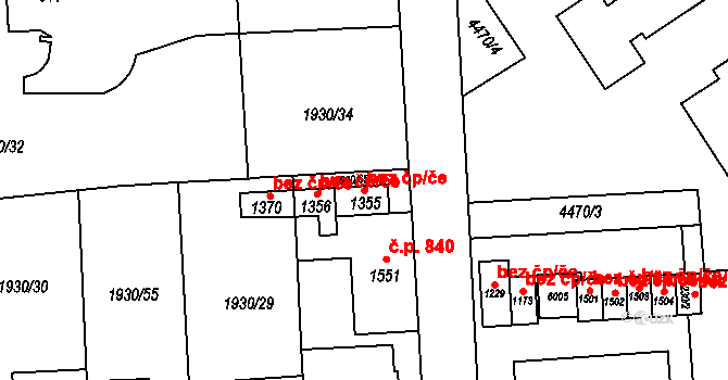 Hrušovany nad Jevišovkou 40957845 na parcele st. 1355 v KÚ Hrušovany nad Jevišovkou, Katastrální mapa