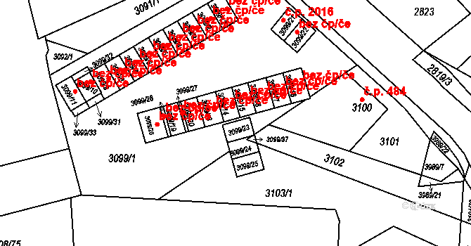 Karviná 41628845 na parcele st. 3099/23 v KÚ Karviná-město, Katastrální mapa