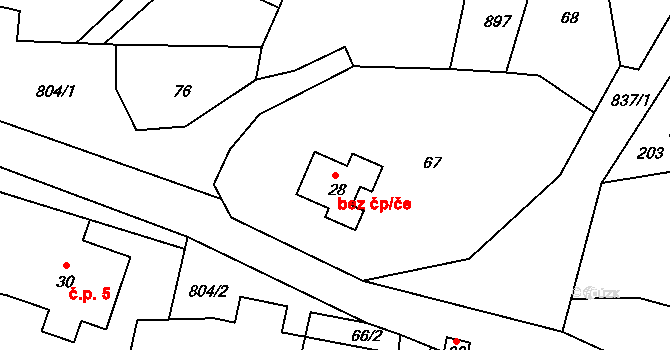 Lovečkovice 43196845 na parcele st. 28 v KÚ Mukařov u Úštěku, Katastrální mapa