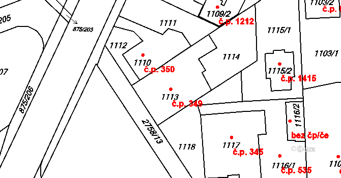 Kylešovice 349, Opava na parcele st. 1113 v KÚ Kylešovice, Katastrální mapa