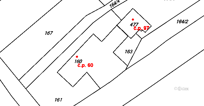 Skrochovice 60, Brumovice na parcele st. 160 v KÚ Skrochovice, Katastrální mapa