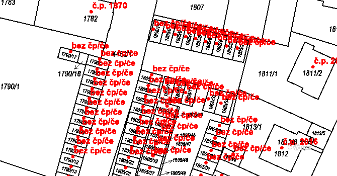 Teplice 45146845 na parcele st. 1805/13 v KÚ Teplice, Katastrální mapa